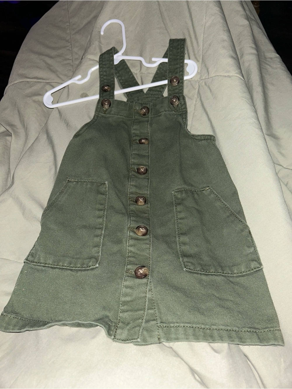 🌼2 for $5🌼 wonder nation Olive Green Button-Front Overall Dress